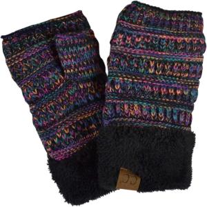 imageCC Womens Warm Knit Fingerless Half Finger Fleece Lined Winter GlovesBlack Multi