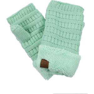 imageCC Womens Warm Knit Fingerless Half Finger Fleece Lined Winter GlovesMint