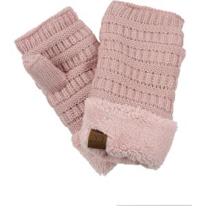 imageCC Womens Warm Knit Fingerless Half Finger Fleece Lined Winter GlovesRose