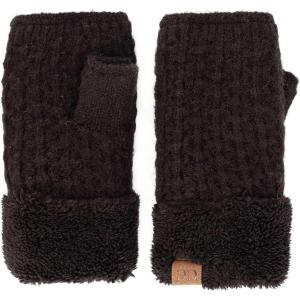 imageCC Womens Warm Knit Fingerless Half Finger Fleece Lined Winter GlovesSoft Fuzzy Black