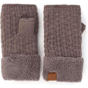 imageCC Womens Warm Knit Fingerless Half Finger Fleece Lined Winter GlovesSoft Fuzzy Earth Gray