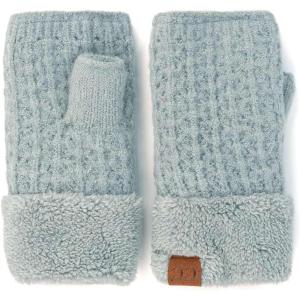 imageCC Womens Warm Knit Fingerless Half Finger Fleece Lined Winter GlovesSoft Fuzzy Winter Mint