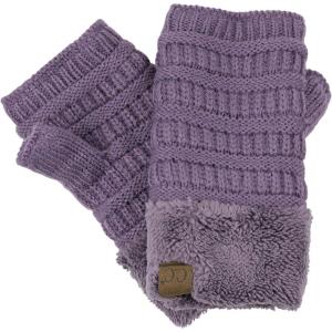 imageCC Womens Warm Knit Fingerless Half Finger Fleece Lined Winter GlovesViolet