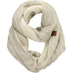 imageCC Womens Winter Cable Knit Sherpa Lined Warm Infinity Pullover ScarfBeige