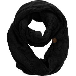imageCC Womens Winter Cable Knit Sherpa Lined Warm Infinity Pullover ScarfBlack