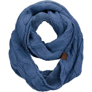 imageCC Womens Winter Cable Knit Sherpa Lined Warm Infinity Pullover ScarfDark Denim