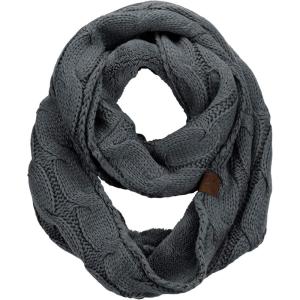 imageCC Womens Winter Cable Knit Sherpa Lined Warm Infinity Pullover ScarfDark Melange Grey