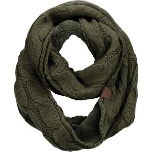 imageCC Womens Winter Cable Knit Sherpa Lined Warm Infinity Pullover ScarfDark Olive
