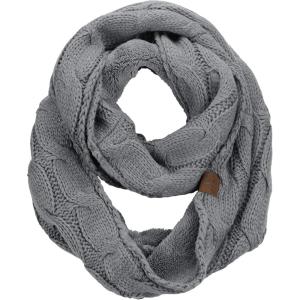 imageCC Womens Winter Cable Knit Sherpa Lined Warm Infinity Pullover ScarfLight Melange Grey