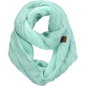 imageCC Womens Winter Cable Knit Sherpa Lined Warm Infinity Pullover ScarfMint