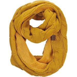imageCC Womens Winter Cable Knit Sherpa Lined Warm Infinity Pullover ScarfMustard