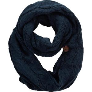 imageCC Womens Winter Cable Knit Sherpa Lined Warm Infinity Pullover ScarfNavy