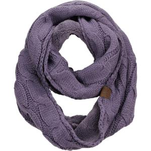 imageCC Womens Winter Cable Knit Sherpa Lined Warm Infinity Pullover ScarfViolet