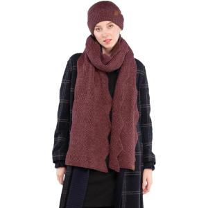 imageCC Womens Winter Knit Beanie Hat and Scarf Set Chevron Pattern Warm Cozy AccessoriesBerry