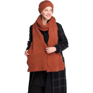imageCC Womens Winter Knit Beanie Hat and Scarf Set Chevron Pattern Warm Cozy AccessoriesRust