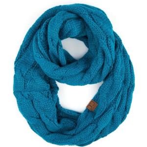 imageHatsandscarf CC Exclusives Solid and Multi Color Cable Kint Infinity Scarf Teal