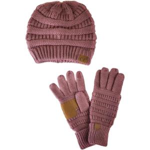 imageUnisex Soft Stretch Cable Knit Beanie and AntiSlip Touchscreen Gloves 2 Pc SetCoco Berry