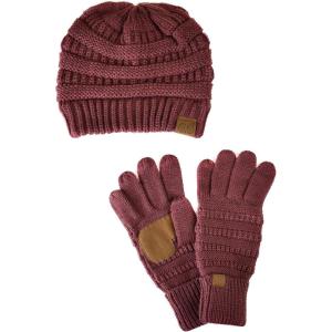 imageUnisex Soft Stretch Cable Knit Beanie and AntiSlip Touchscreen Gloves 2 Pc SetMonaco