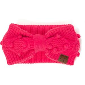 imageWinter CC Confetti Warm Fuzzy Fleece Lined Thick Knit Headband Headwrap Hat Cap2ply Handmade Bobble Candy Pink