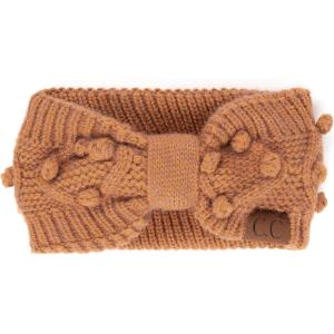 imageWinter CC Confetti Warm Fuzzy Fleece Lined Thick Knit Headband Headwrap Hat Cap2ply Handmade Bobble Ginger Brown