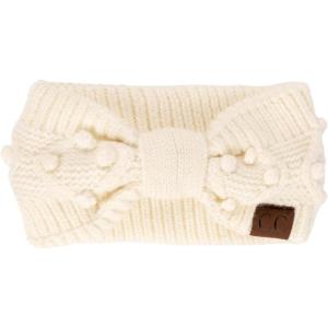 imageWinter CC Confetti Warm Fuzzy Fleece Lined Thick Knit Headband Headwrap Hat Cap2ply Handmade Bobble Ivory