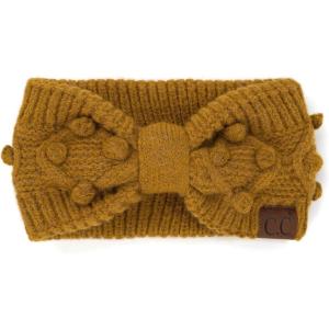 imageWinter CC Confetti Warm Fuzzy Fleece Lined Thick Knit Headband Headwrap Hat Cap2ply Handmade Bobble Mustard Mix