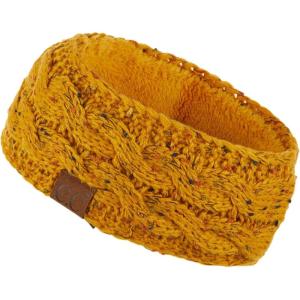 imageWinter CC Confetti Warm Fuzzy Fleece Lined Thick Knit Headband Headwrap Hat CapMustard