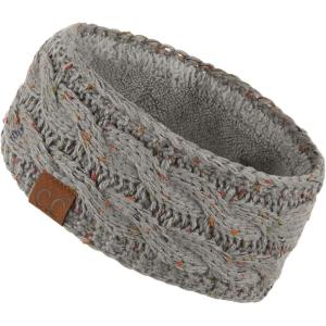 imageWinter CC Confetti Warm Fuzzy Fleece Lined Thick Knit Headband Headwrap Hat CapNatural Gray