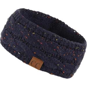 imageWinter CC Confetti Warm Fuzzy Fleece Lined Thick Knit Headband Headwrap Hat CapNavy