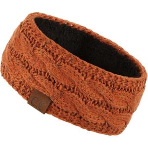 imageWinter CC Confetti Warm Fuzzy Fleece Lined Thick Knit Headband Headwrap Hat CapRust