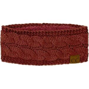 imageWinter CC Confetti Warm Fuzzy Fleece Lined Thick Knit Headband Headwrap Hat CapSolid Coco Berry