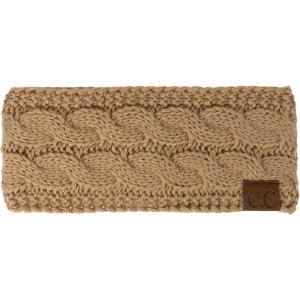 imageWinter CC Confetti Warm Fuzzy Fleece Lined Thick Knit Headband Headwrap Hat CapSolid Desert Camel