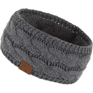 imageWinter CC Confetti Warm Fuzzy Fleece Lined Thick Knit Headband Headwrap Hat CapSolid Dk Melange Gray