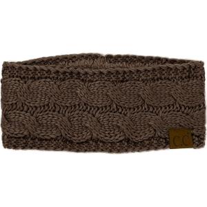 imageWinter CC Confetti Warm Fuzzy Fleece Lined Thick Knit Headband Headwrap Hat CapSolid Earth Gray