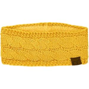 imageWinter CC Confetti Warm Fuzzy Fleece Lined Thick Knit Headband Headwrap Hat CapSolid Honey Mustard