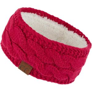 imageWinter CC Confetti Warm Fuzzy Fleece Lined Thick Knit Headband Headwrap Hat CapSolid Hot Pink