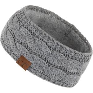 imageWinter CC Confetti Warm Fuzzy Fleece Lined Thick Knit Headband Headwrap Hat CapSolid Lt Melange Gray