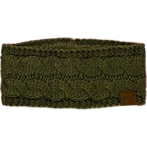 imageWinter CC Confetti Warm Fuzzy Fleece Lined Thick Knit Headband Headwrap Hat CapSolid Moss