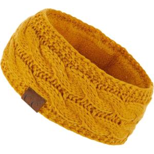imageWinter CC Confetti Warm Fuzzy Fleece Lined Thick Knit Headband Headwrap Hat CapSolid Mustard