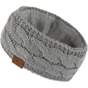 imageWinter CC Confetti Warm Fuzzy Fleece Lined Thick Knit Headband Headwrap Hat CapSolid Natural Gray