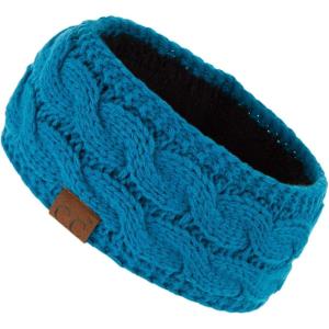 imageWinter CC Confetti Warm Fuzzy Fleece Lined Thick Knit Headband Headwrap Hat CapSolid Teal