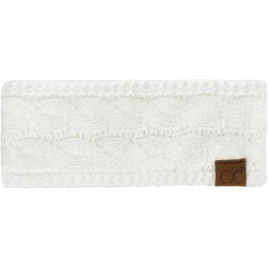 imageWinter CC Confetti Warm Fuzzy Fleece Lined Thick Knit Headband Headwrap Hat CapSolid White