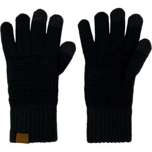 imageWinter CC Quad Touch Screen Smart Cellphone Finger Tips Warm Soft Gloves Thick Plush Solid Black