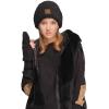 imageCC Women Fuzzy Lined Sherpa Cuff Warm Winter Beanie and Mitten SetBlack