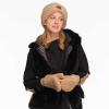 imageCC Women Fuzzy Lined Sherpa Cuff Warm Winter Beanie and Mitten SetDk Camel