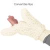 imageCC Women Fuzzy Lined Sherpa Cuff Warm Winter Beanie and Mitten SetIvory