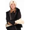 imageCC Women Fuzzy Lined Sherpa Cuff Warm Winter Beanie and Mitten SetIvory