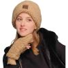 imageCC Women Fuzzy Lined Sherpa Cuff Warm Winter Beanie and Mitten SetDk Camel