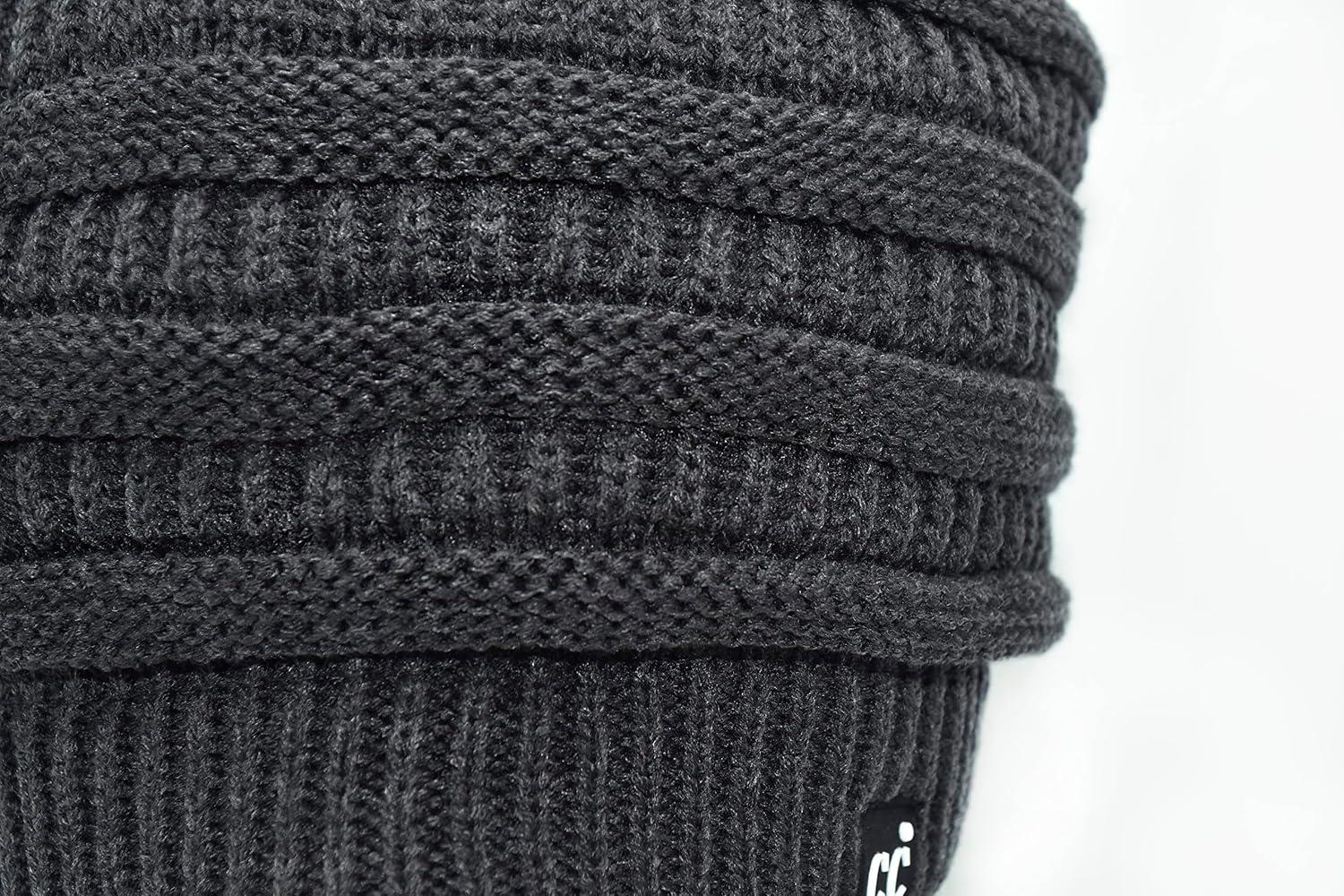 imageCC Winter Oversized Beanie Hat with Fuzzy Lining  Thick Knit Thermal Beanie for Cold Weather Soft Warm Fleece Lined CapCharcoal Grey