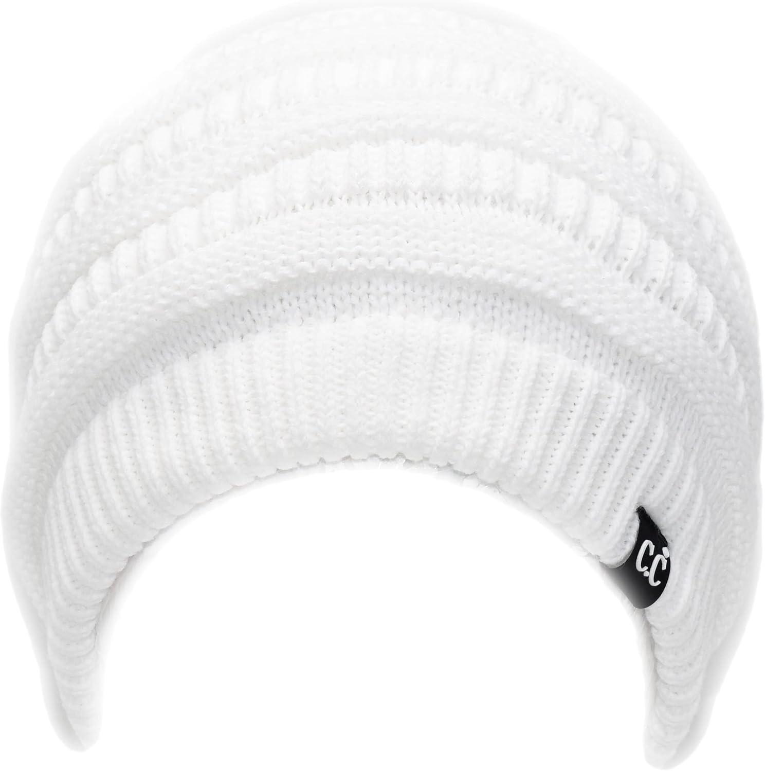 imageCC Winter Oversized Beanie Hat with Fuzzy Lining  Thick Knit Thermal Beanie for Cold Weather Soft Warm Fleece Lined CapWhite